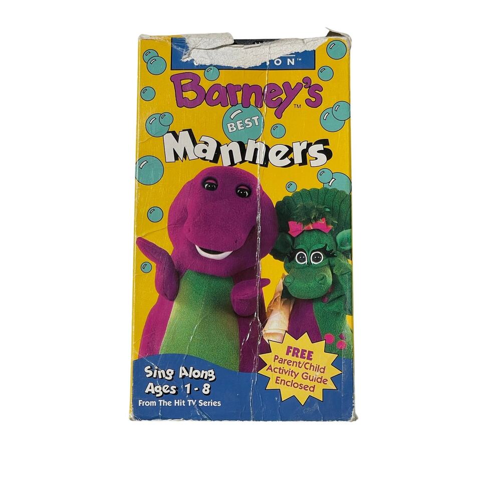 Barney & Friends Barneys Best Manners VHS 1993 Baby Bop Lyons Sing Along Cartoon